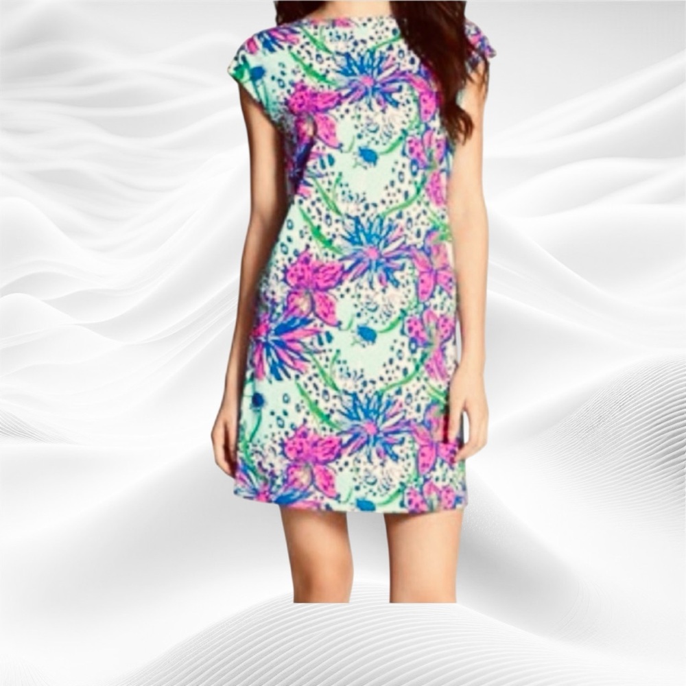Lilly Pulitzer Robyn Dress Resort White In the garden Medium Leopard‎ EUC